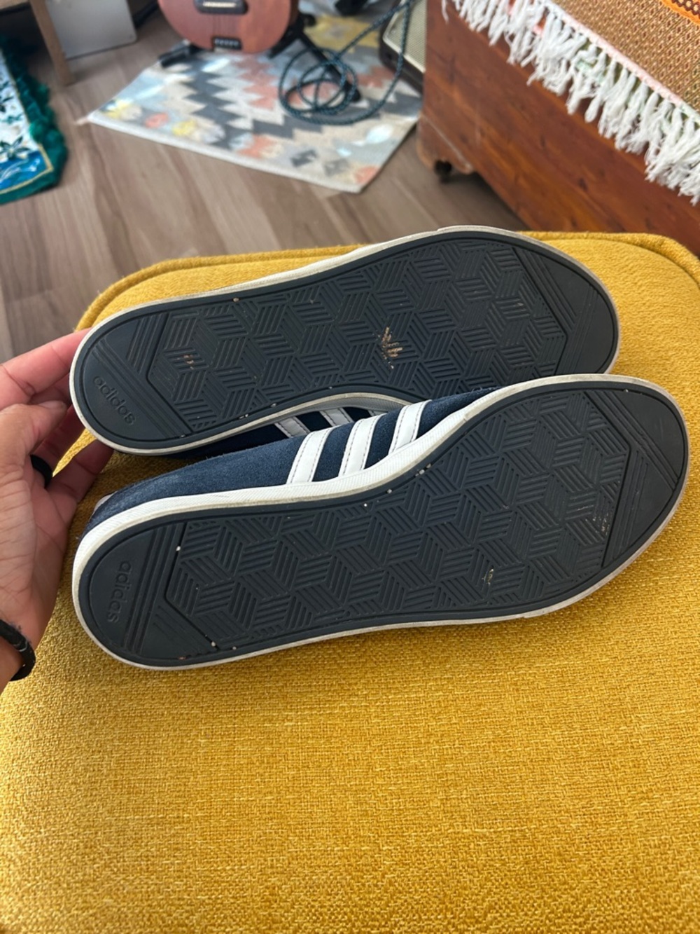 adidas Navy Suede Sneakers with White Stripes - Picture 2 of 6